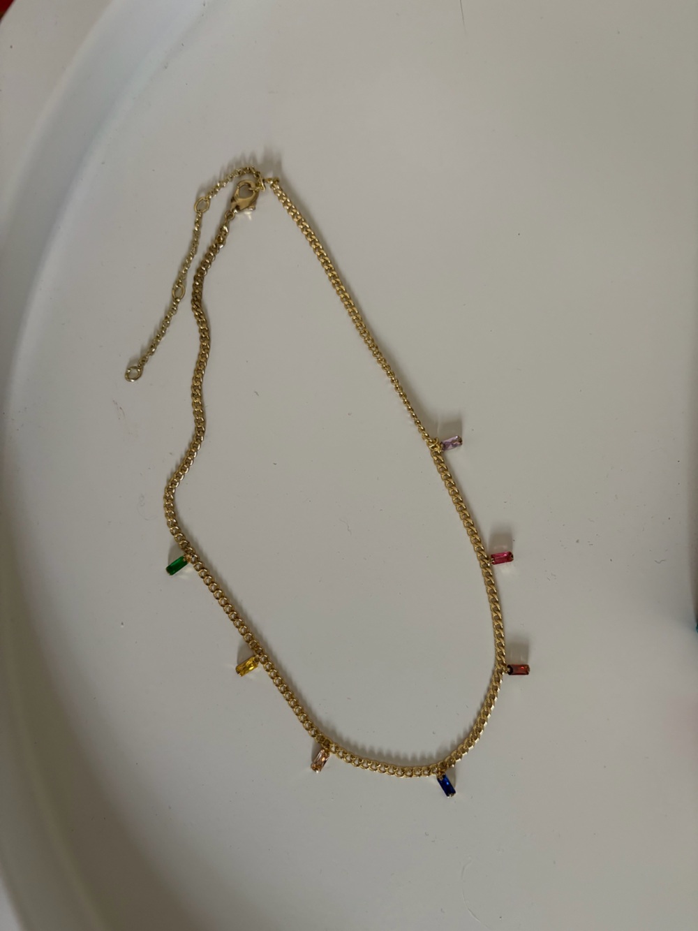 Gold Tone Multicolor Crystal Charm Necklace - Women Jewelry